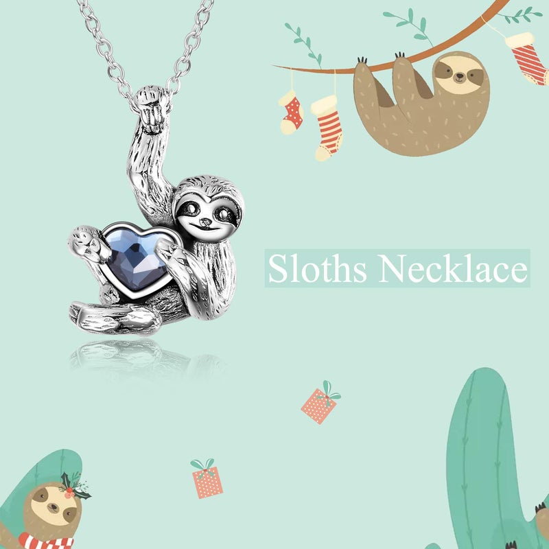 YFN Sterling Silver Sloth Necklace Heart Crystal Sloth Jewelry for Women Men Christmas Gifts - Image 5